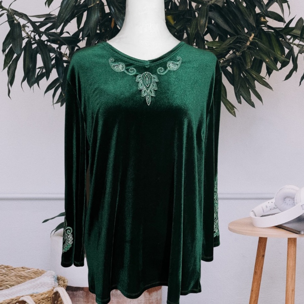 Vintage Velvet Bell Sleeve Top